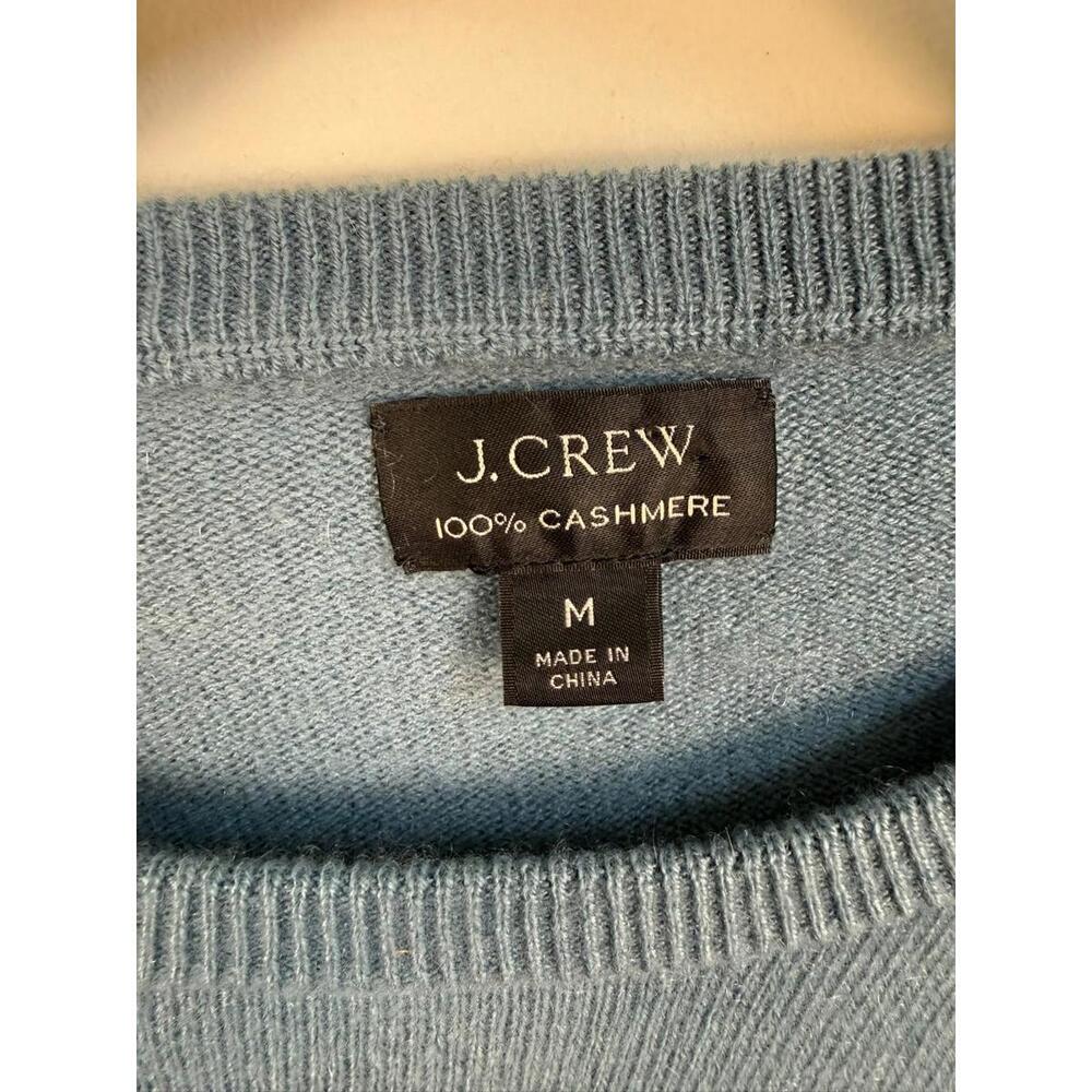 J. Crew Crew Neck 100% Cashmere Pullover Sweater Blue Medium - Picture 2 of 5